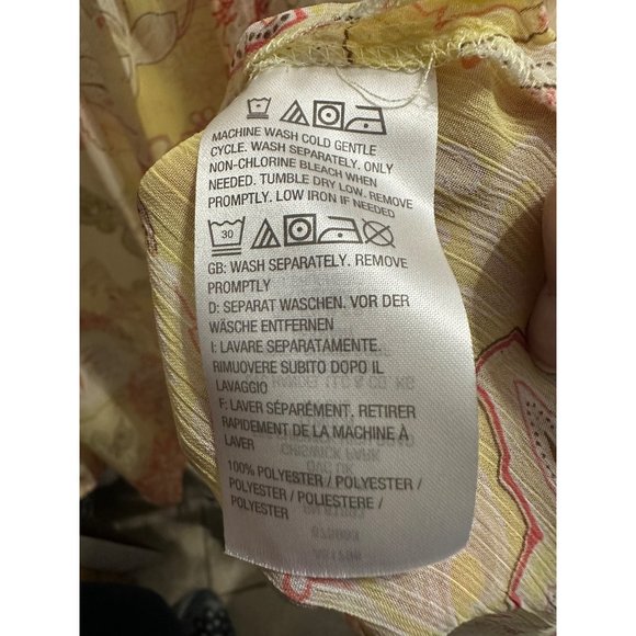 Susan Graver XL sheer yellow floral print long sleeve pin tuck v neck Boho top - Picture 5 of 7